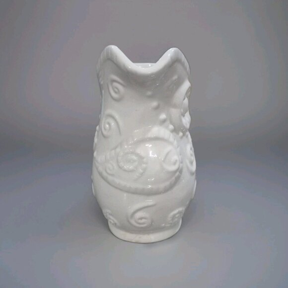 Vintage Pottery ceramic OWL Pitcher White Glazed 6" Tall Excellent condition - Picture 4 of 6